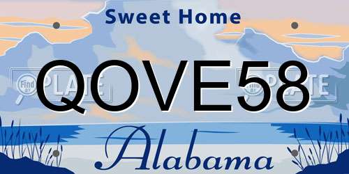 QOVE58 Alabama License Plate