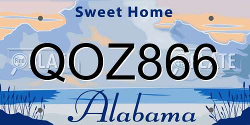 QOZ866 Alabama License Plate