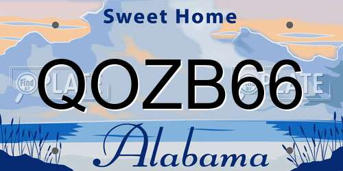 QOZB66 Alabama License Plate