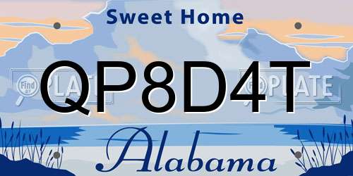 QP8D4T Alabama License Plate