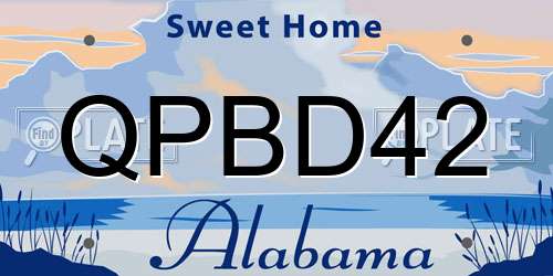 QPBD42 Alabama License Plate