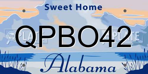 QPBO42 Alabama License Plate