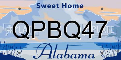 QPBQ47 Alabama License Plate