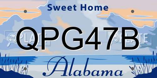 QPG47B Alabama License Plate