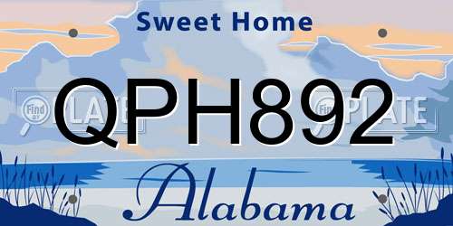 QPH892 Alabama License Plate