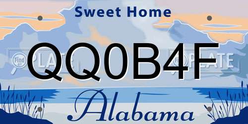 QQ0B4F Alabama License Plate