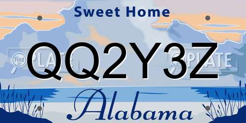 QQ2Y3Z Alabama License Plate