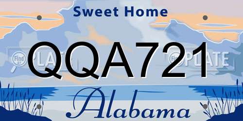 QQA721 Alabama License Plate