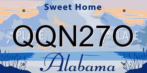 QQN27O Alabama License Plate
