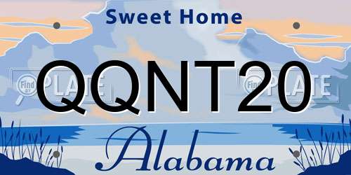 QQNT20 Alabama License Plate