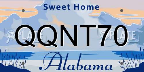 QQNT70 Alabama License Plate