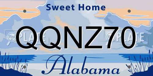 QQNZ70 Alabama License Plate