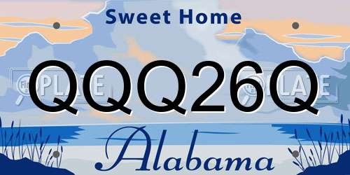 QQQ26Q Alabama License Plate