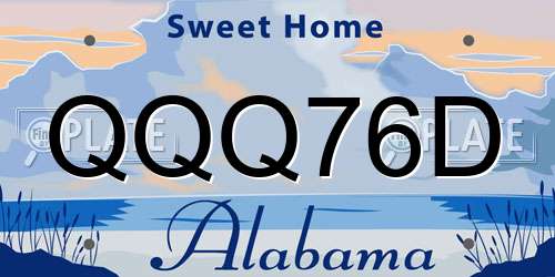 QQQ76D Alabama License Plate