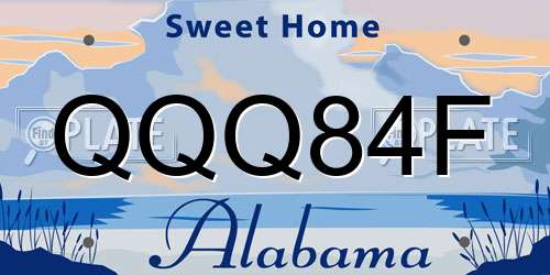 QQQ84F Alabama License Plate