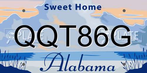 QQT86G Alabama License Plate