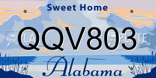 QQV803 Alabama License Plate
