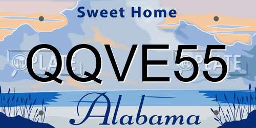 QQVE55 Alabama License Plate