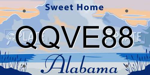 QQVE88 Alabama License Plate
