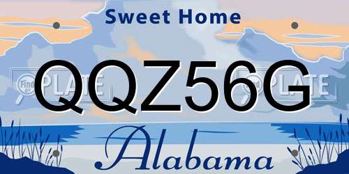 QQZ56G Alabama License Plate