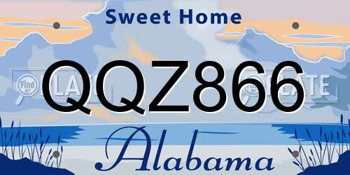 QQZ866 Alabama License Plate