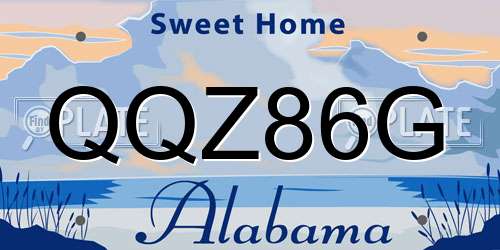 QQZ86G Alabama License Plate