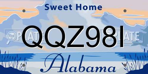 QQZ98I Alabama License Plate