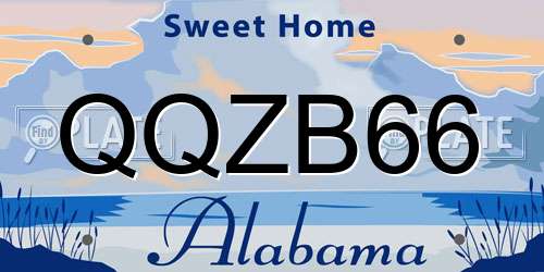 QQZB66 Alabama License Plate