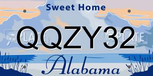 QQZY32 Alabama License Plate
