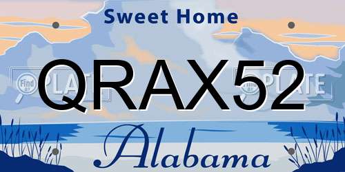 QRAX52 Alabama License Plate