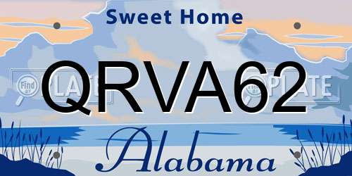 QRVA62 Alabama License Plate