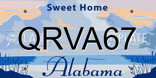 QRVA67 Alabama License Plate