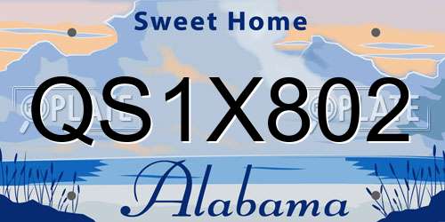 QS1X802 Alabama License Plate