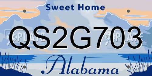 QS2G703 Alabama License Plate