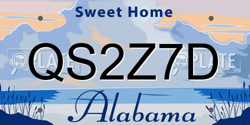 QS2Z7D Alabama License Plate