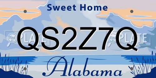 QS2Z7Q Alabama License Plate