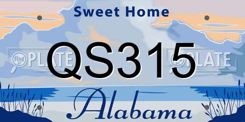 QS315 Alabama License Plate