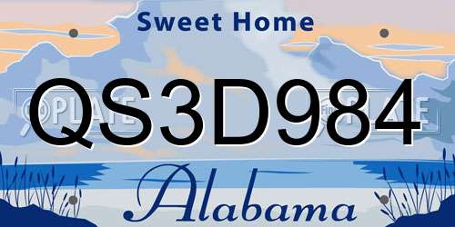 QS3D984 Alabama License Plate