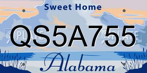 QS5A755 Alabama License Plate