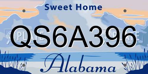QS6A396 Alabama License Plate
