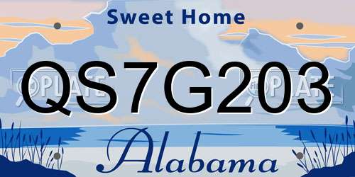 QS7G203 Alabama License Plate