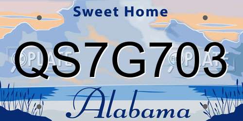 QS7G703 Alabama License Plate