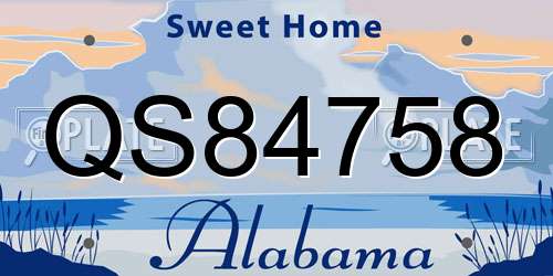 QS84758 Alabama License Plate