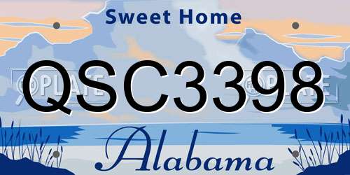 QSC3398 Alabama License Plate