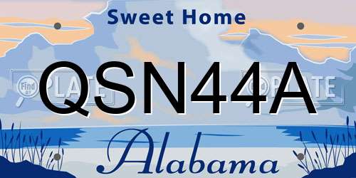 QSN44A Alabama License Plate