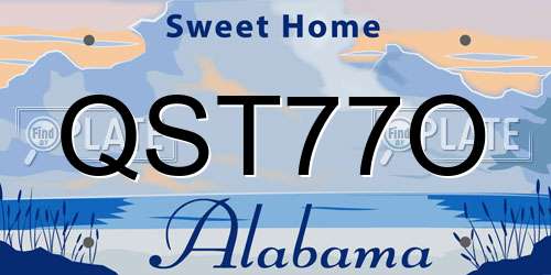QST77O Alabama License Plate