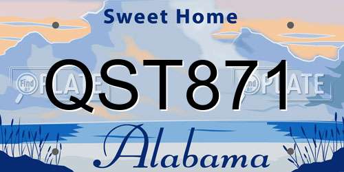 QST871 Alabama License Plate