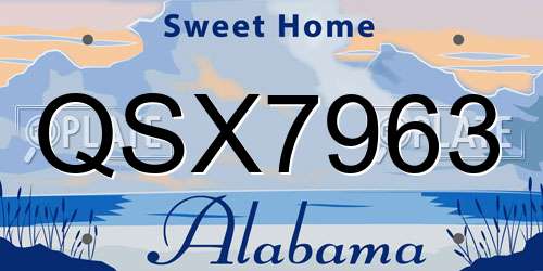 QSX7963 Alabama License Plate