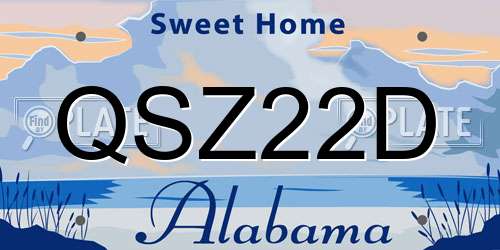 QSZ22D Alabama License Plate