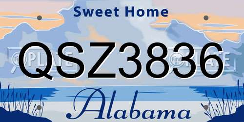 QSZ3836 Alabama License Plate